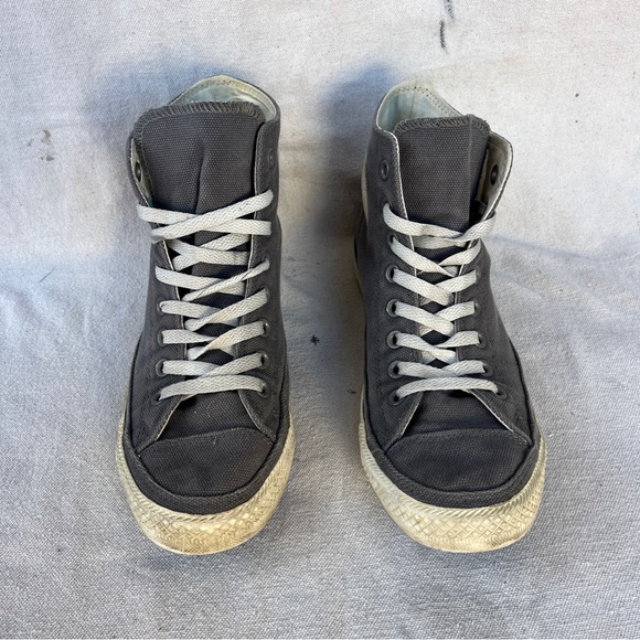 Converse Classic High-Top Canvas Sneakers in Gray with White Logo and Laces - Picture 3 of 10
